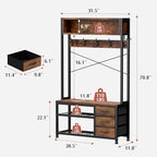 Hall Tree with Bench & 3 Drawers Storage 31.5" Coat Rack Entryway Organizer - Image 4