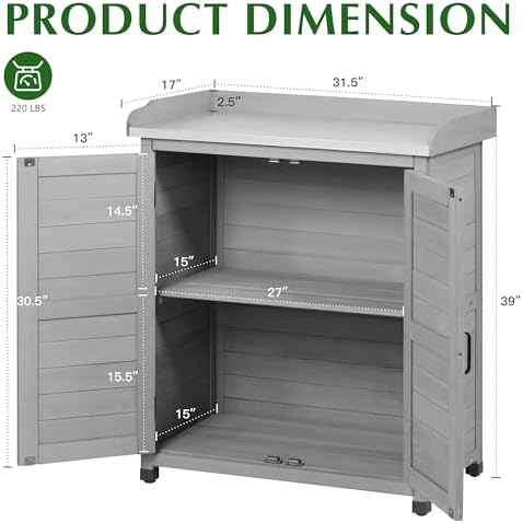 Outdoor Storage Cabinet & Potting Bench Table - Image 5