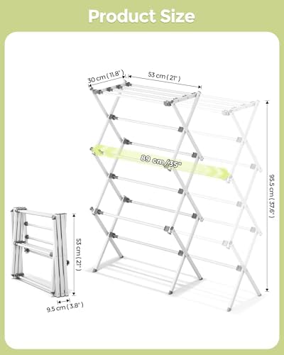 APEXCHASER 3-Tier Foldable Clothes Drying Rack, 37.6" H - Image 2