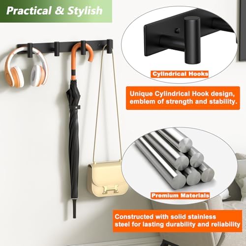 Wall Mounted Coat Rack-4 Hooks, Heavy Duty Stainless Steel Wall Hooks - Image 5
