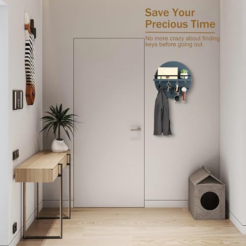 Key Holder Wall Mount with Shelf and Hooks, Mail Organizer - Image 5