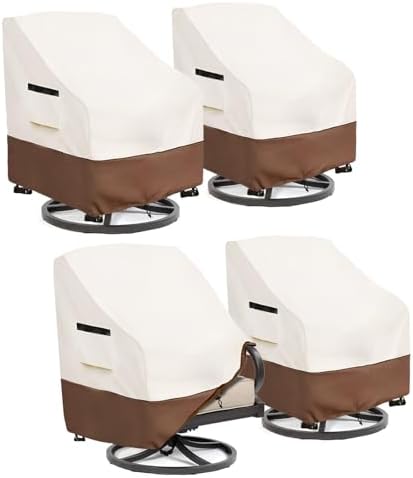 Patio Chair Covers 4 Pack, Swivel Lounge Chair Cover, Waterproof Heavy Duty by Osileyo