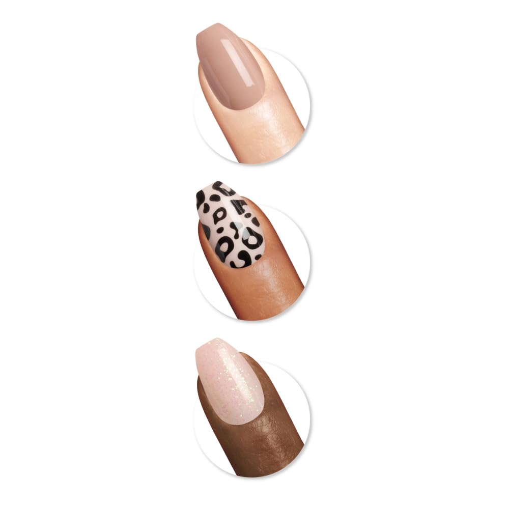 Sally Hansen Instant Cuticle Remover & Salon Effects Going Wild Press On Nails Kit - 15 Second Cuticle Gel with Aloe & 30 Nail Designs with Nail Glue