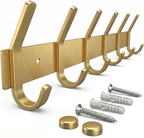 Brushed Gold Wall Mounted Coat Rack – 17 Inch Stainless Steel Rail by SAYONEYES