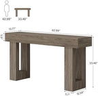Tribesigns 63-Inch Long Console Table, Wooden Rectangular Sofa Table Behind The - Image 2
