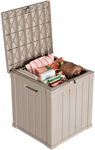 PatioZen 50 Gallon Resin Deck Box, Lockable Outdoor Storage Box by OutdoorLivingPerfected