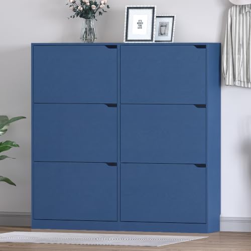 BORNOON Shoe Cabinet with 6 Flip Drawers, Slim Narrow Shoe Storage Cabinet - Image 3