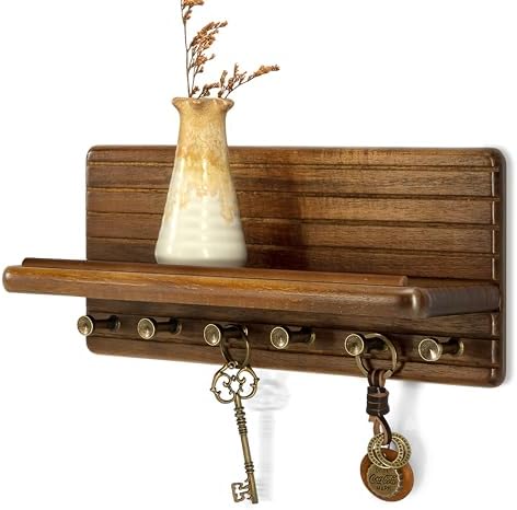 Rebee Vision Acacia Wood Key Holder Wall Mount by REBEEVISION