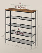 VASAGLE 5-Tier Shoe Rack, 18-24 Pairs, Metal Mesh - Image 3