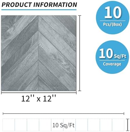 Art3d 10-Pack Herringbone Peel and Stick Floor Tiles - Image 4