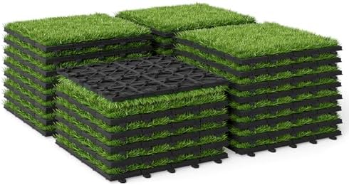 GIANTEX Artificial Grass Interlocking Deck Tiles, Snap-Together Outdoor Grass by Giantex