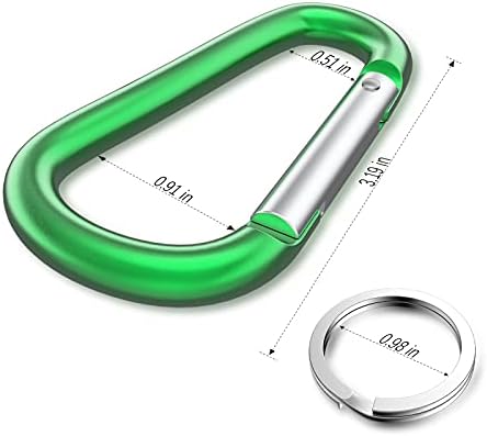 sprookber 3" Aluminum Carabiner D Ring, Caribeener Clips, Spring Snap Hook - Image 2