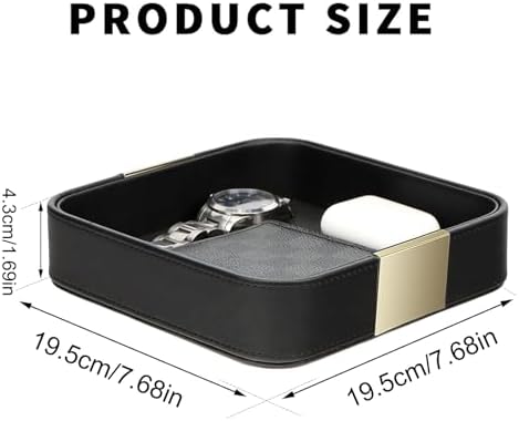 SANZIE Leather Tray Desktop Storage, Trinket Catchall Tray - Image 5