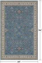 5x8 Rug for Living Room, Boho Eclectic Area Rugs Blue Modern Low-Pile Carpet - Image 2