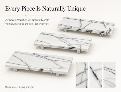White Marble Pedestal Tray, 13.8-Inch Organizer - Image 3
