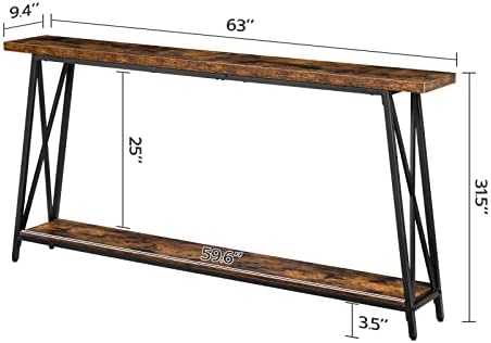 MAHANCRIS Console Table for Entryway, 2-Tier Extra Long Sofa Table Behind Couch - Image 3
