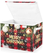 Bolaz Storage Bins with Lids and Handles, Christmas Red Plaid Storage Box by Unknown