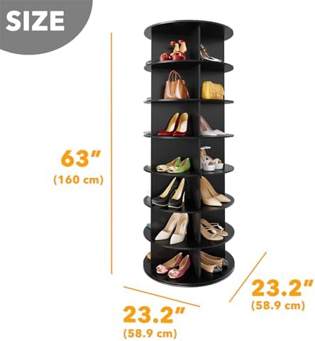 SpaceAid 7 Tier Rotating Shoe Rack Tower, Spinning Shoe Display Lazy Susan - Image 2