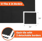 SUPERJARE 0.4'' Thick 12 Pcs 48 Sq Ft Rubber Top Exercise Equipment Mats - Image 5