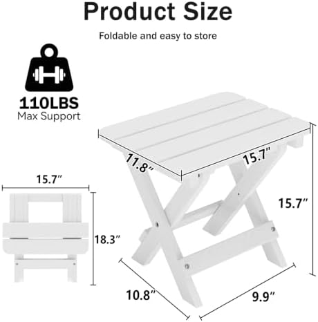 Folding Outdoor Side Table, Small HDPE Patio Table, All-Weather Compact - Image 3