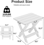Folding Outdoor Side Table, Small HDPE Patio Table, All-Weather Compact - Image 3