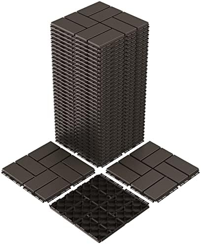 Goovilla Plastic Interlocking Deck Tiles, 36 Pack 12"x12", Dark Coffee by Goovilla