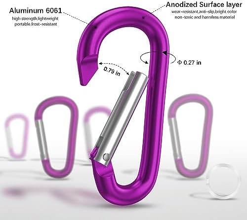 sprookber 3" Aluminum Carabiner D Ring, Caribeener Clips, Spring Snap Hook - Image 4
