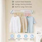 Wall Mounted Laundry Drying Rack, Carbon Steel Foldable & Retractable Clothes - Image 5