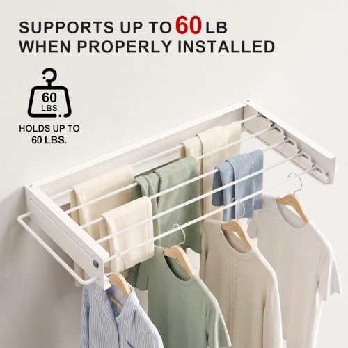 JOOM Wall Mounted Clothes Drying Rack, 31.5 Inch Foldable Rack - Image 5