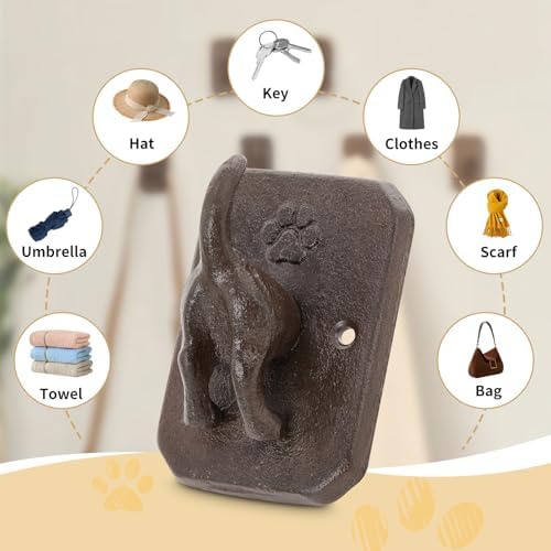 2 Pack Rustic Cast Iron Dog Leash Holder Wall Hook, Heavy Duty Wall Mount Hook - Image 6