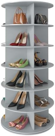 SpaceAid 6 Tier Rotating Shoe Rack Tower, Spinning Shoe Display Lazy Susan by SpaceAid