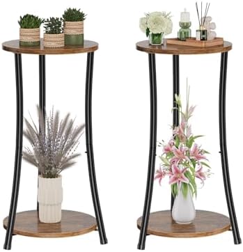 Simple Trending Round Side Table, 2 Tiers End Table by SimpleTrending