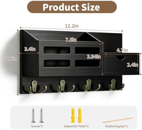 Key Holder Wall Mount Black Key Holder - Image 5