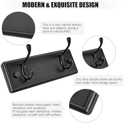 Badiano Heavy Duty Wooden Coat Rack, Wall-Mounted Organizer, 9 Inch - Image 4