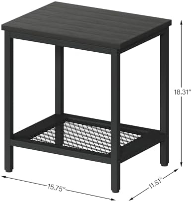 Outdoor Side Table with Storage 2-Tier Patio End Tables Black - Image 3