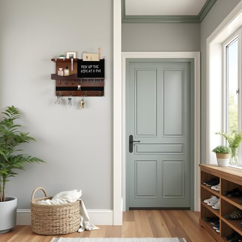 Key Holder Wall Mount with Shelf, Key Hooks - Image 4