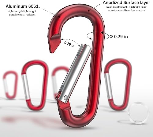 sprookber 3" Aluminum Carabiner D Ring, Caribeener Clips, Spring Snap Hook - Image 4