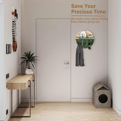 Key Holder Wall Mount with Shelf and Hooks, Mail Organizer - Image 5