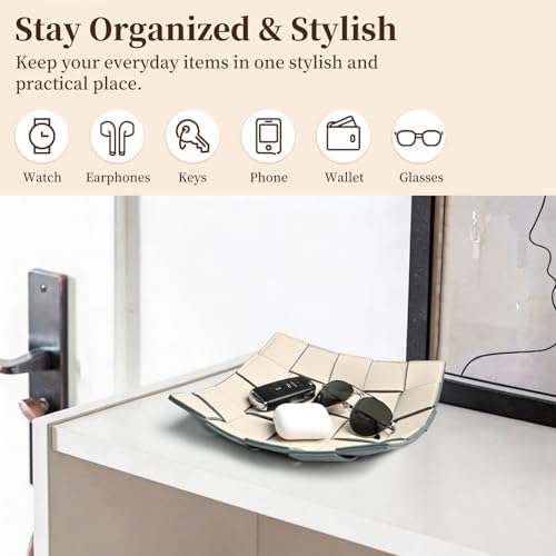 MSJGA Valet Tray PU Leather Key Holder Bowl - Image 3