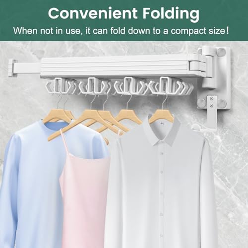 Kelisiting Wall Mounted Clothes Drying Rack, Laundry Drying Rack Wall Mount - Image 5