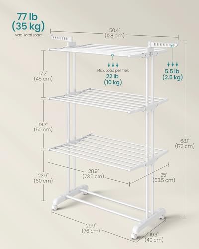 SONGMICS 4-Tier Clothes Drying Rack, 66.6-Inch Tall - Image 5