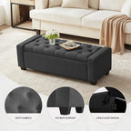 Huatean Home 48" Ottoman with Storage, Dark Gray Storage Ottoman Bench - Image 3