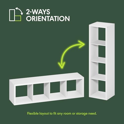 Furinno Cubicle 4-Cube Book Shelf, Extra Thick Vertical Bookshelf, Dark Oak - Image 6