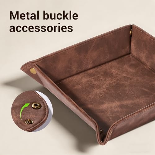 CoBak Leather Valet Tray, PU Leather Catch All Tray - Image 6