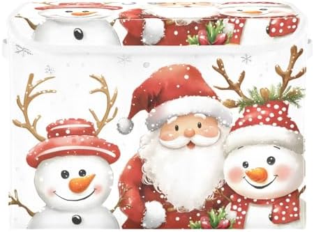 Bolaz Storage Bins with Lids and Handles, Christmas Snowman Storage Box Storage - Image 2