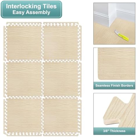 Sorbus Interlocking Wood Grain Foam Floor Tiles - Image 7