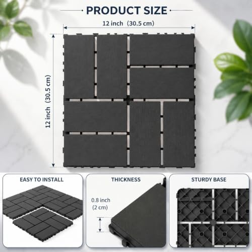 Interlocking Decking 16 Pack Plastic 12"x12" Deck Tiles Outdoor Dark Gray C - Image 7