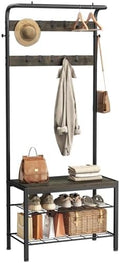 Hall Tree with Bench and Shoe Storage, 4-in-1 Entryway Organizer with 10 Hooks by Relaxinsideexploreoutside