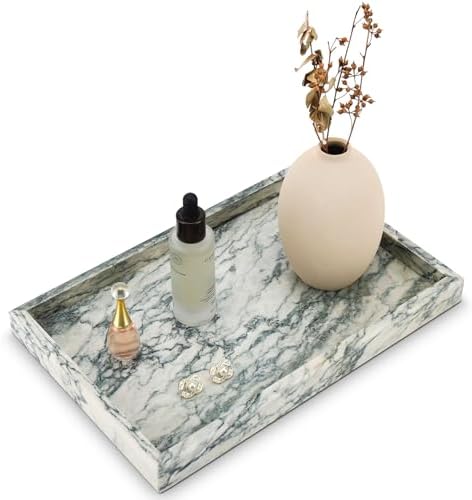 Real Natural Marble Tray for Bathroom, Kitchen Counter & Desktop by Zilukar