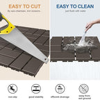 Goovilla Plastic Interlocking Deck Tiles, 36 Pack 12"x12", Dark Coffee - Image 4